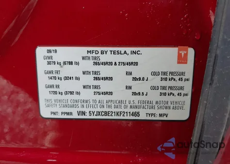 2019 Tesla Model X 100D/75D/Long Range из США, поврежденный, VIN 5YJXCBE21KF211465